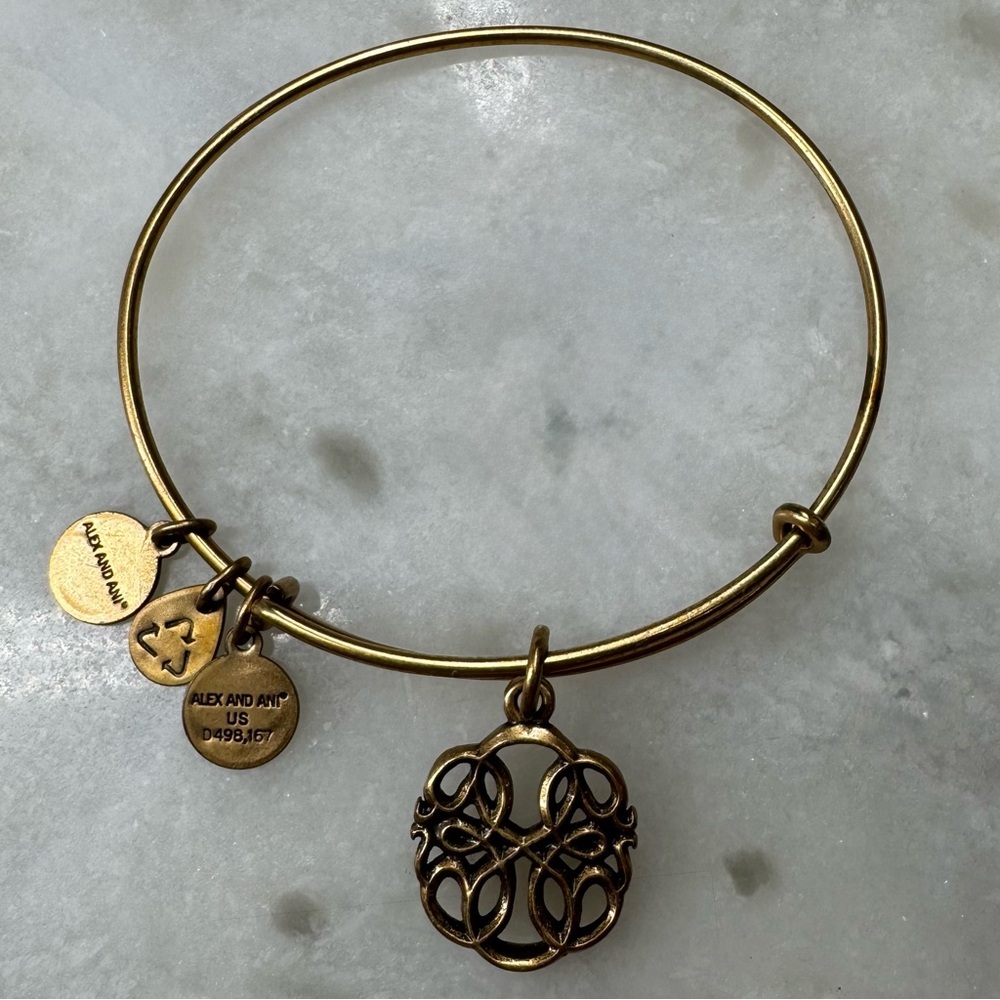 Alex and Ani gold metal Path of Life charm bangle bracelet.